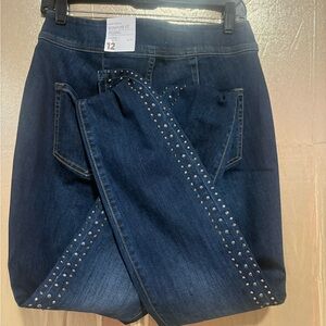 Lane Bryant Dark Blue Studded Skinny Pants